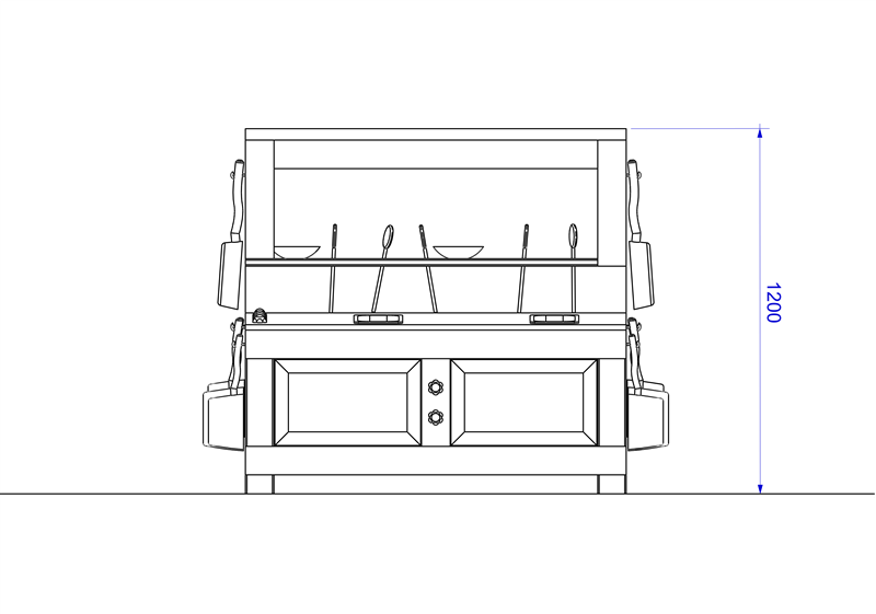 Technical render of a Mini Mud Kitchen